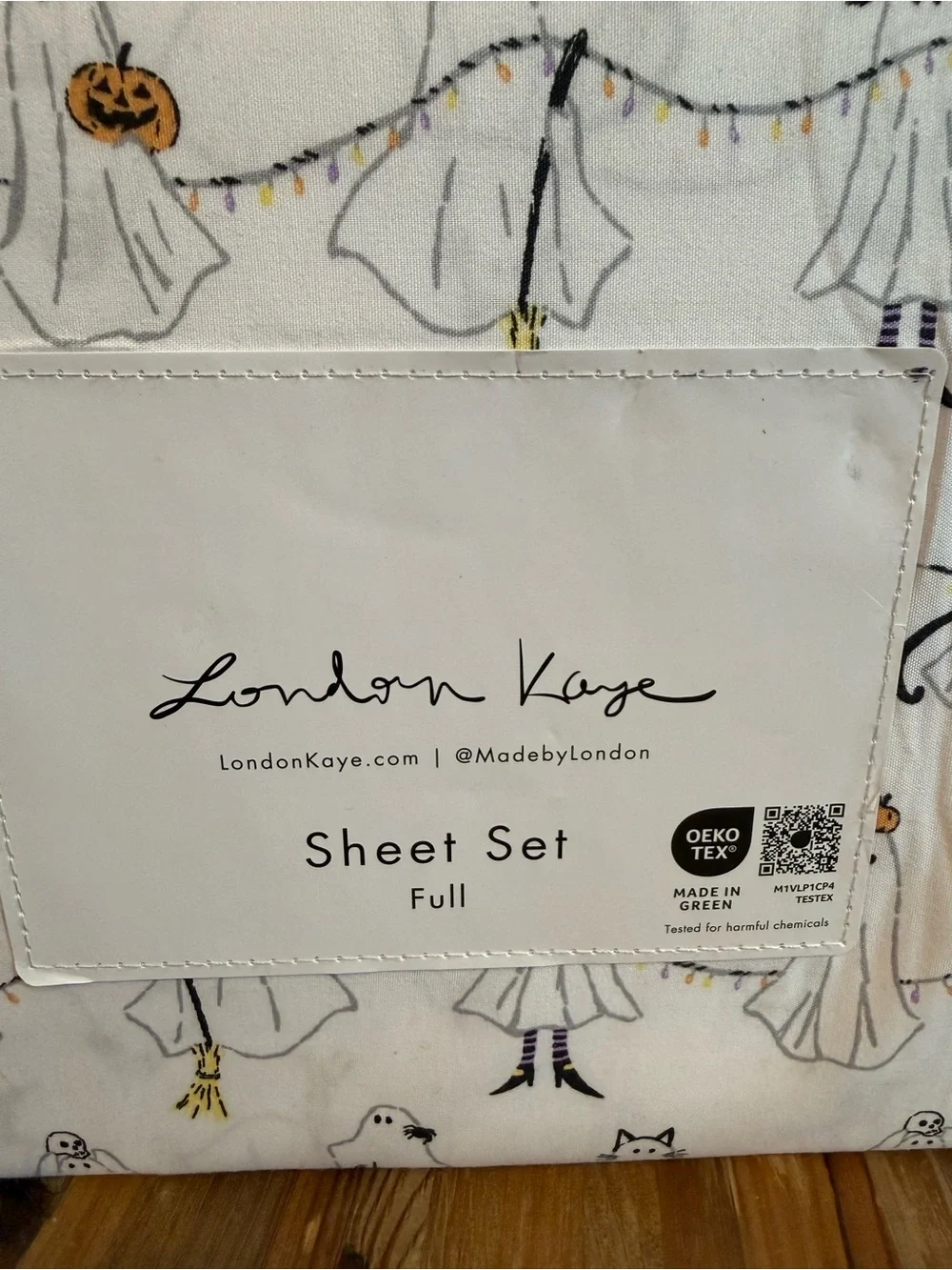 London Kaye Full Sheet Set NWT Ghost Summerween Halloween Cats Witch